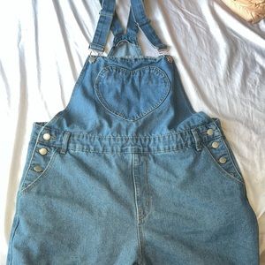 Blue overalls with heart